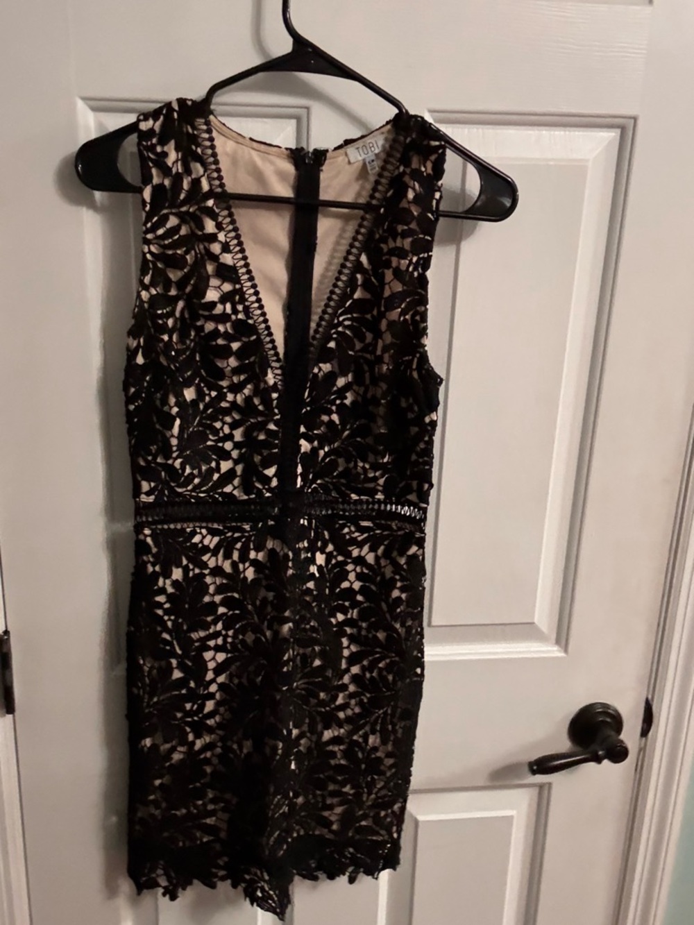 Tobi black lace overlay cocktail mini dress. Size Small